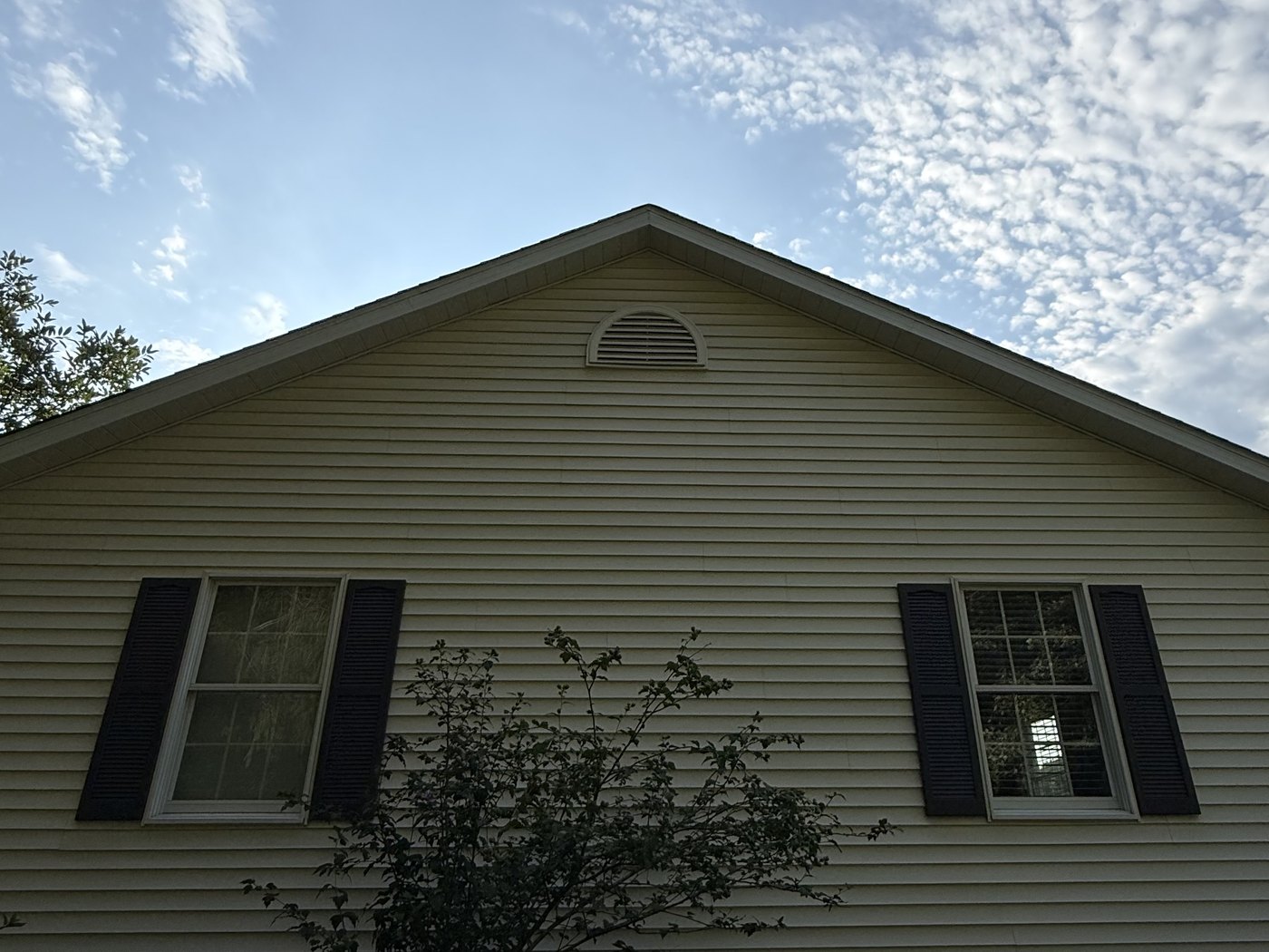 After, the same gable end soft washed clean by Core Exterior Services