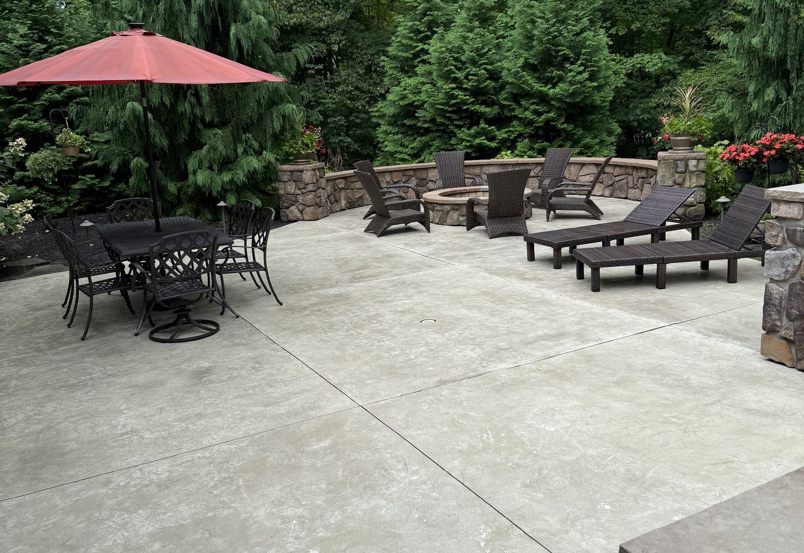 A sealed stamped-concrete patio in Northeast Ohio, finished by Core Exterior Services